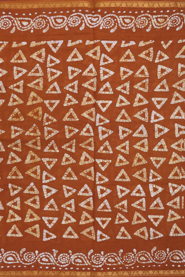 Nine Yards Sungudi Cotton Saree In Brown With Printed Design