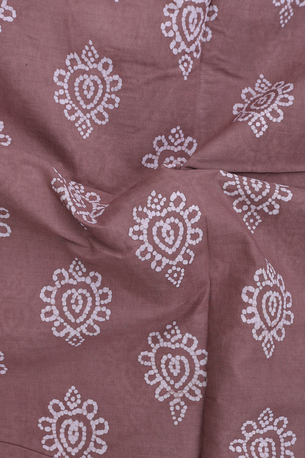 Nine Yards Sungudi Cotton Saree Brown With Printed Design