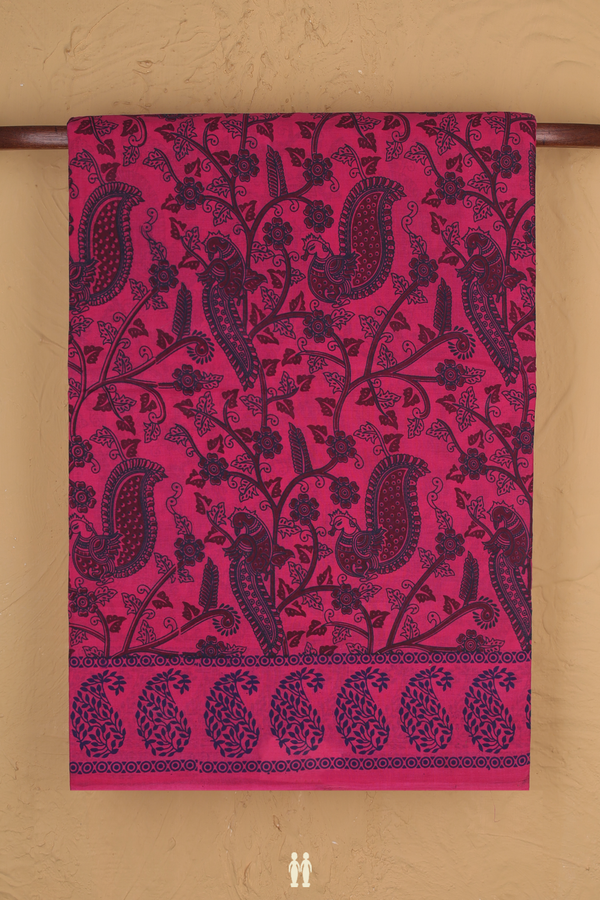 Nine Yards Sungudi Cotton Saree In Pink With Peacock Design