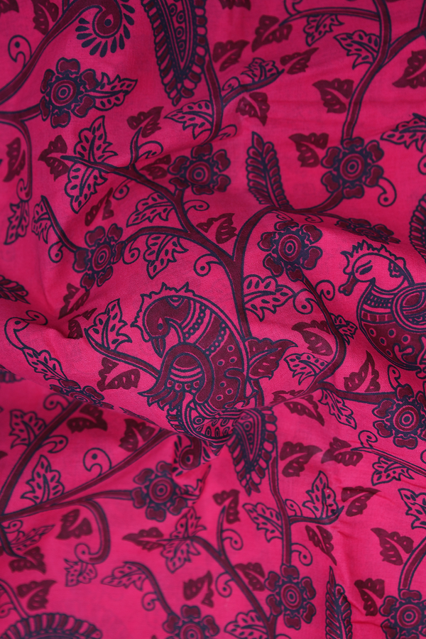 Nine Yards Sungudi Cotton Saree In Pink With Peacock Design