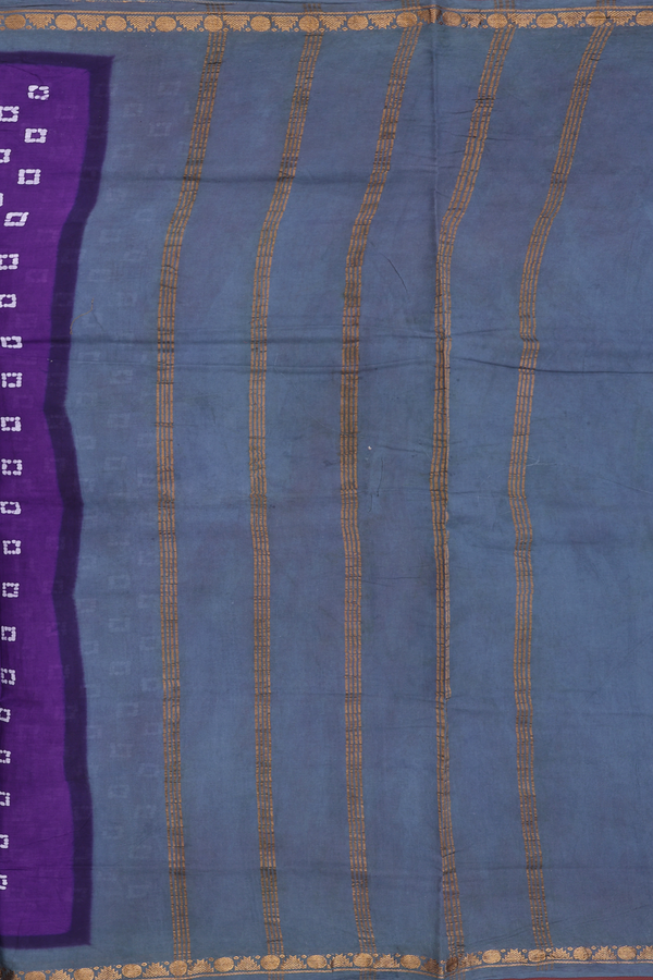 Nine Yards Sungudi Cotton Saree In Purple With Printed Buttas