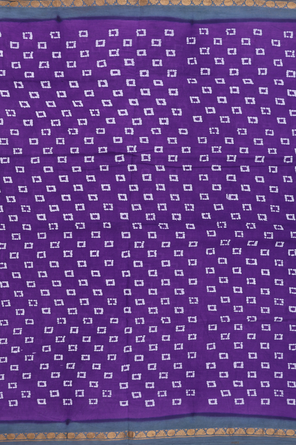 Nine Yards Sungudi Cotton Saree In Purple With Printed Buttas