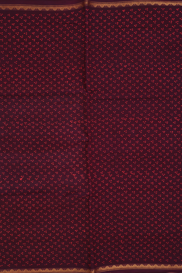 Nine Yards Sungudi Cotton Saree Maroon With Printed Design