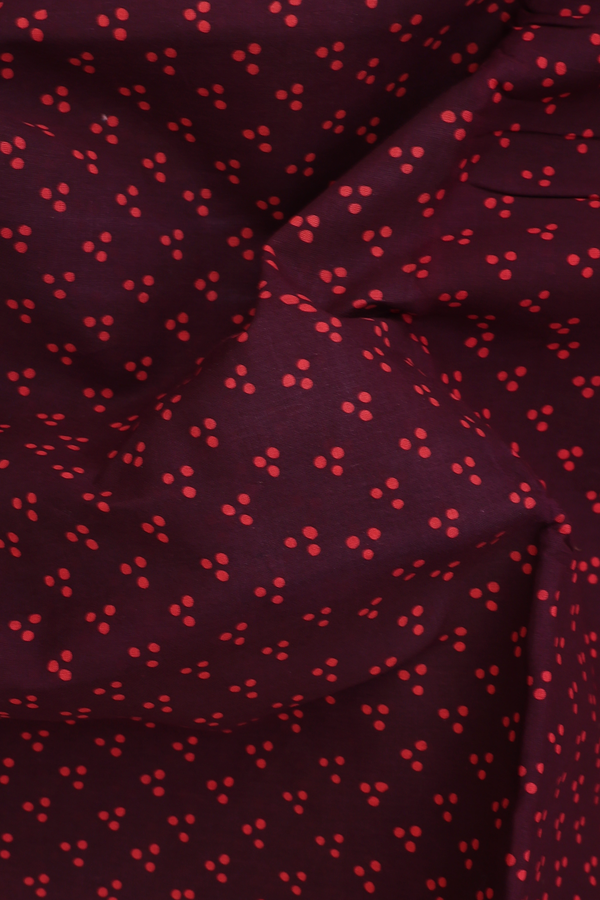 Nine Yards Sungudi Cotton Saree Maroon With Printed Design