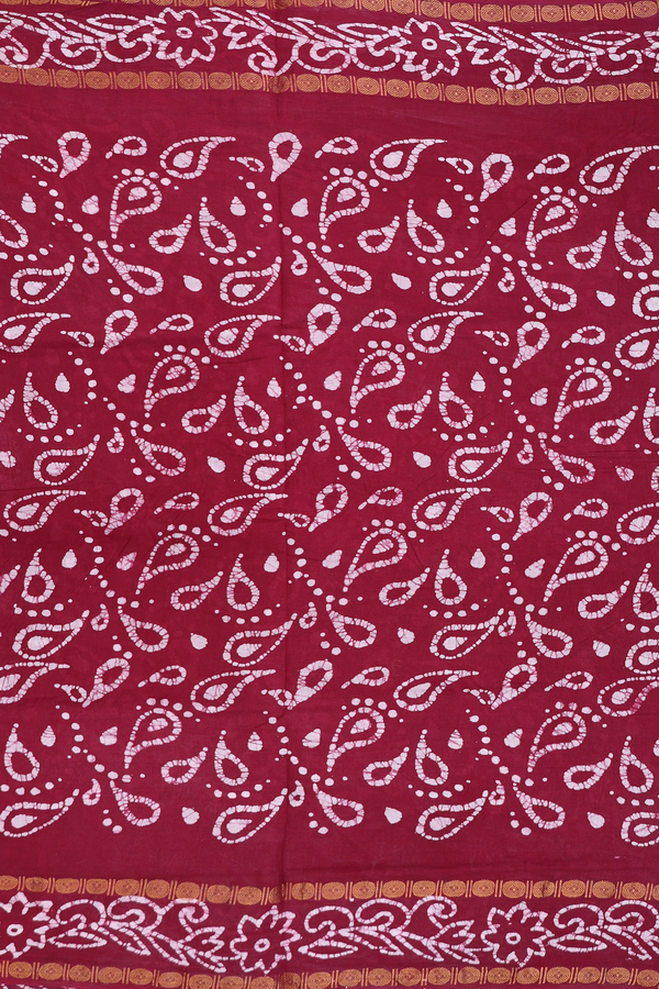 Nine Yards Sungudi Cotton Saree Mulberry With Printed Design