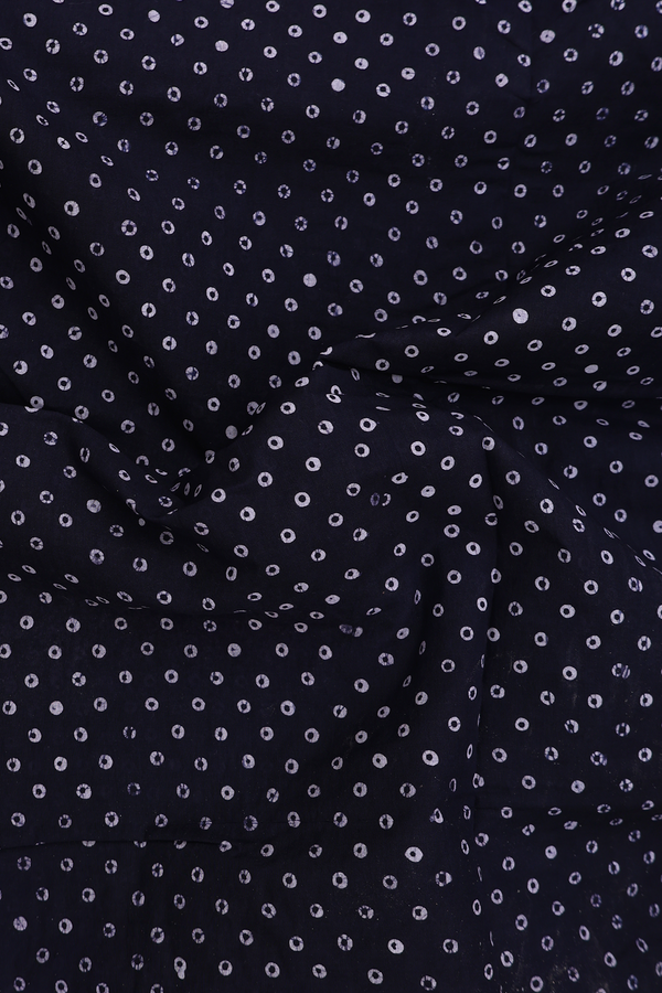 Nine Yards Sungudi Cotton Saree Navy Blue With Printed Design