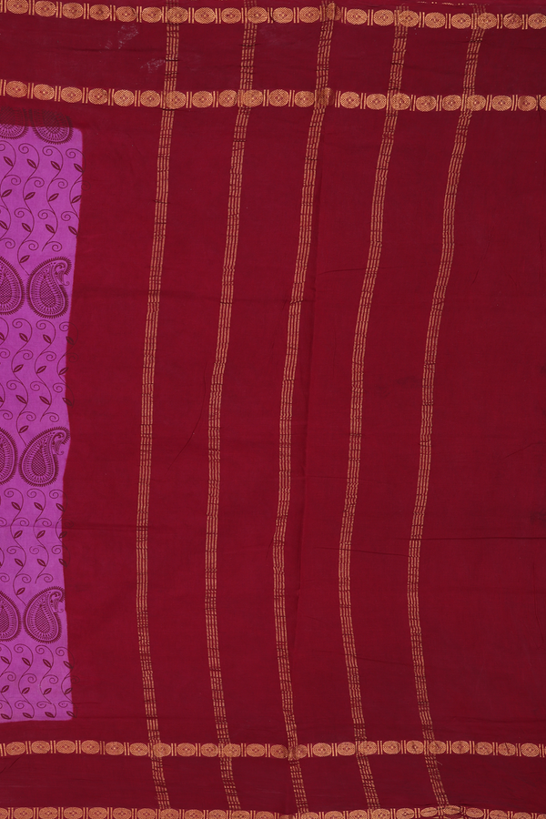 Nine Yards Sungudi Cotton Saree Purple With Paisley Design