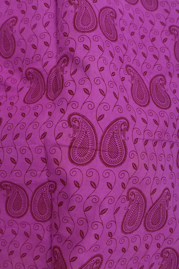 Nine Yards Sungudi Cotton Saree Purple With Paisley Design