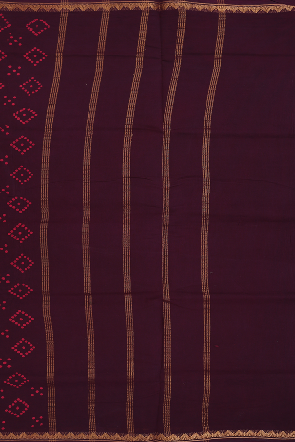 Nine Yards Sungudi Cotton Saree Red With Printed Design