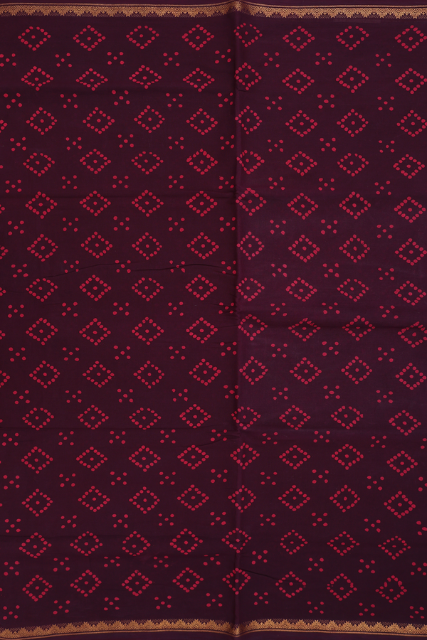 Nine Yards Sungudi Cotton Saree Red With Printed Design