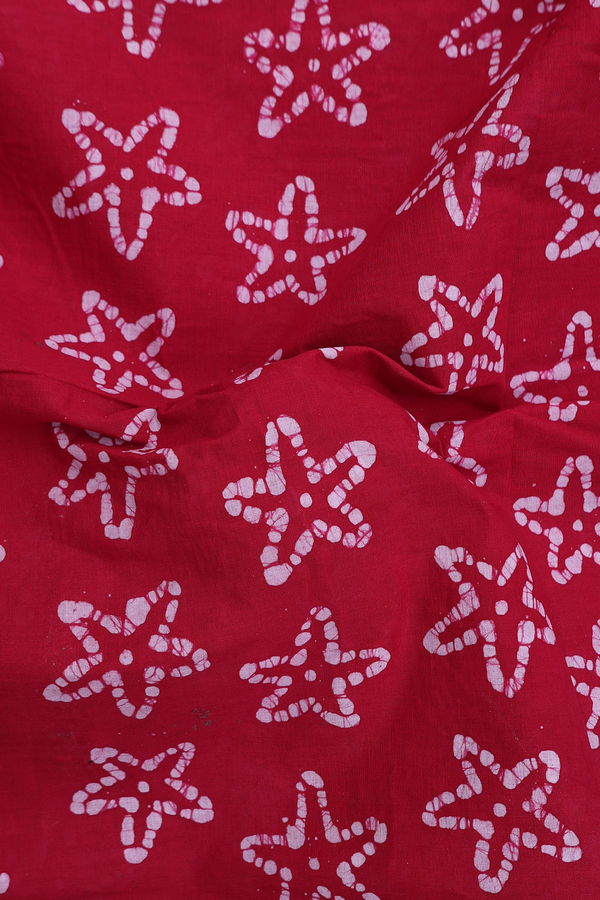 Nine Yards Sungudi Cotton Saree Red With Printed Design