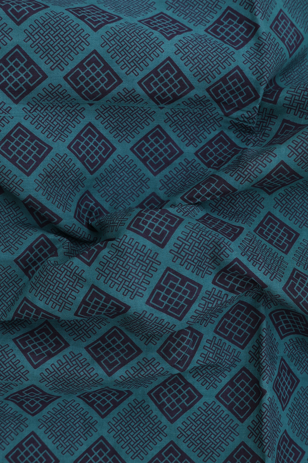 Nine Yards Sungudi Cotton Saree Pine Green With Printed Design