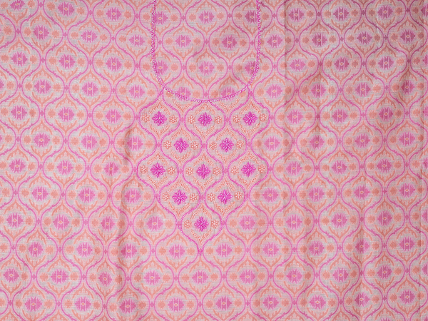 Ogee Design Beige Cotton Unstitched Salwar Material