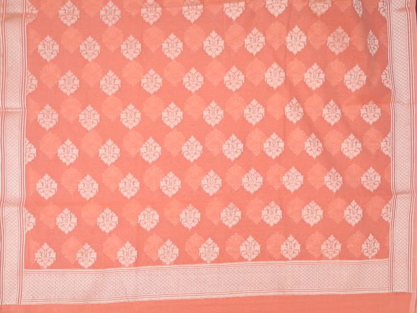 Ogee Design Orange Kota Cotton Unstitched Salwar Material