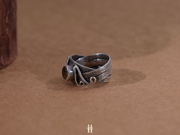 Orange Stone Pure Silver Ring