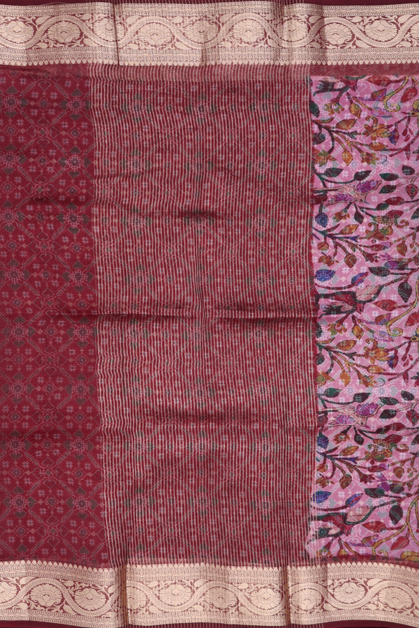 Organza Silk Saree Dusty Lavender With Floral Printed Design