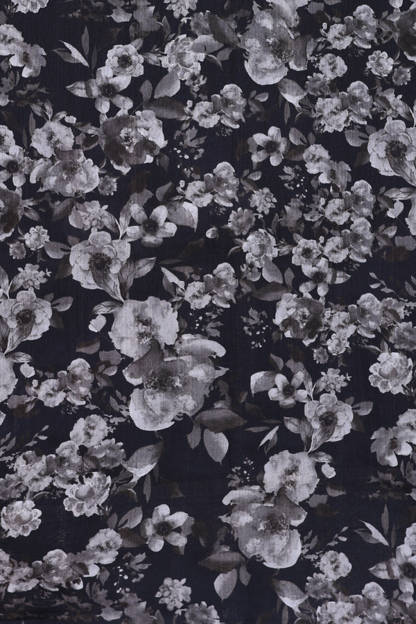 Organza Silk Saree In Black With Floral Printed Design