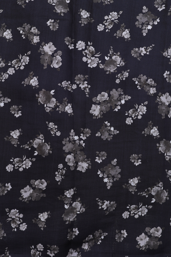 Organza Silk Saree In Black With Floral Printed Design