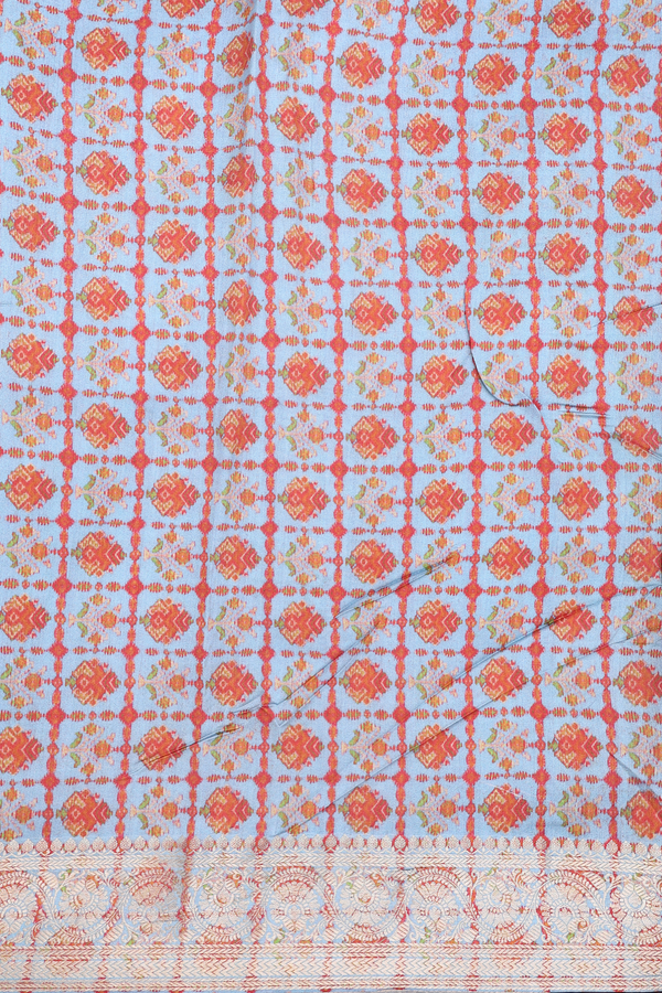 Organza Silk Saree In Brown With Floral Printed Design