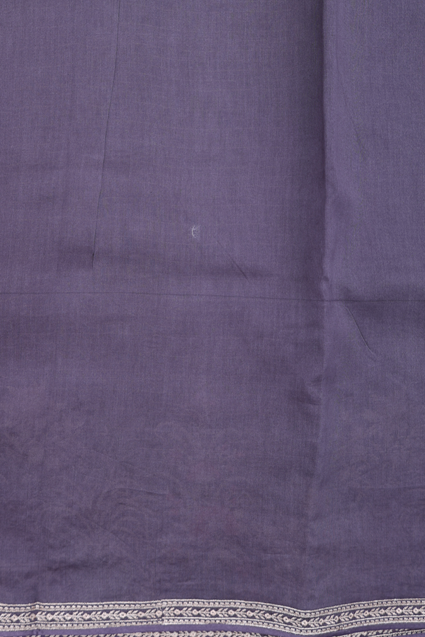Organza Silk Saree In Dusty Purple With Stripes Design