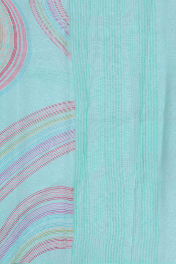 Organza Silk Saree In Mint Green With Allover Design