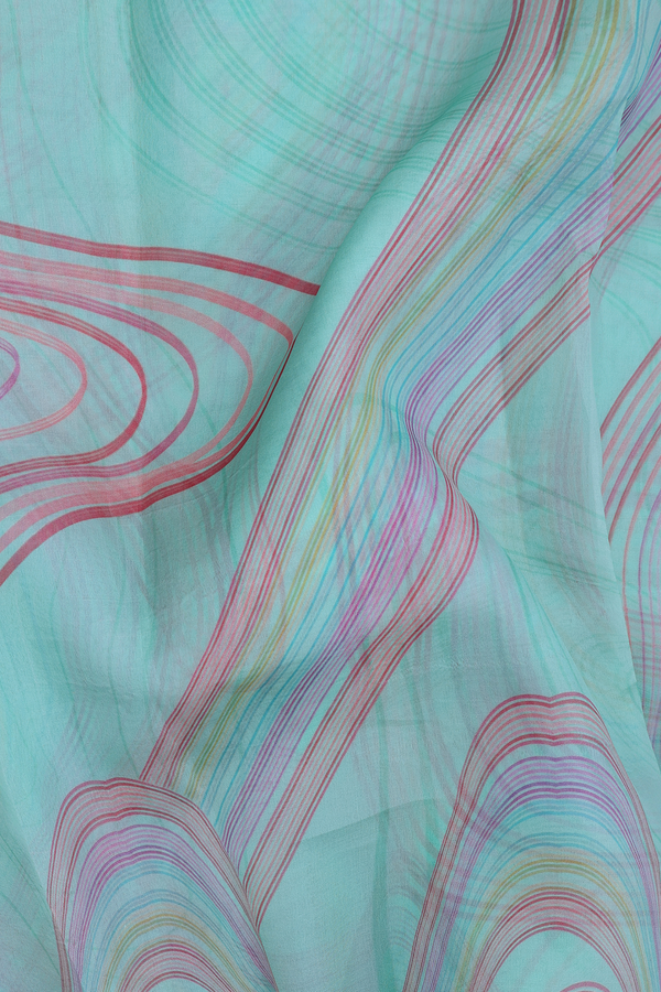 Organza Silk Saree In Mint Green With Allover Design