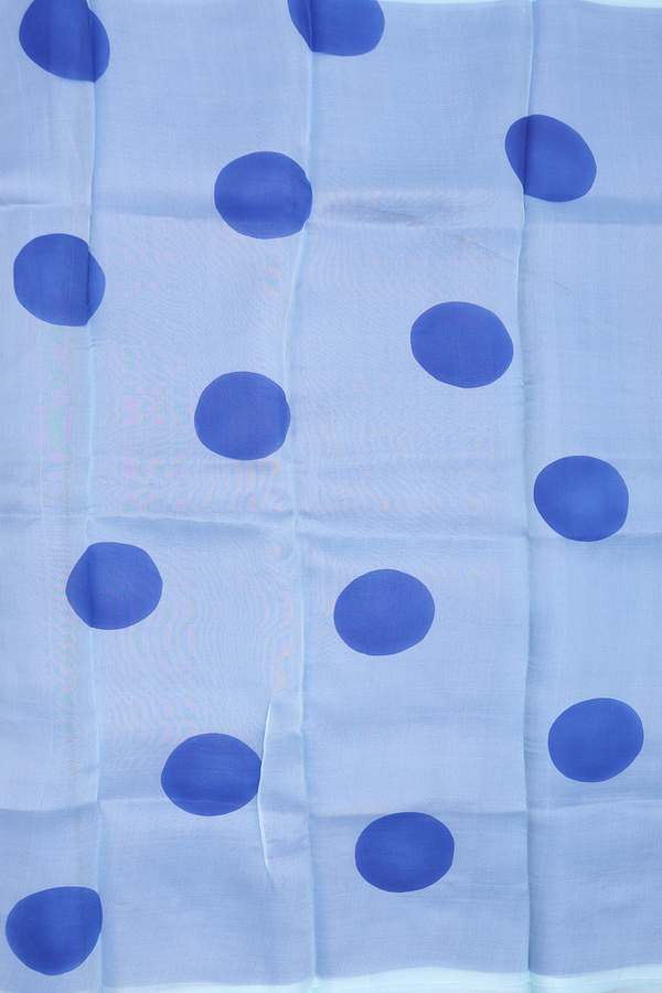 Organza Silk Saree In Pastel Blue With Printed Design