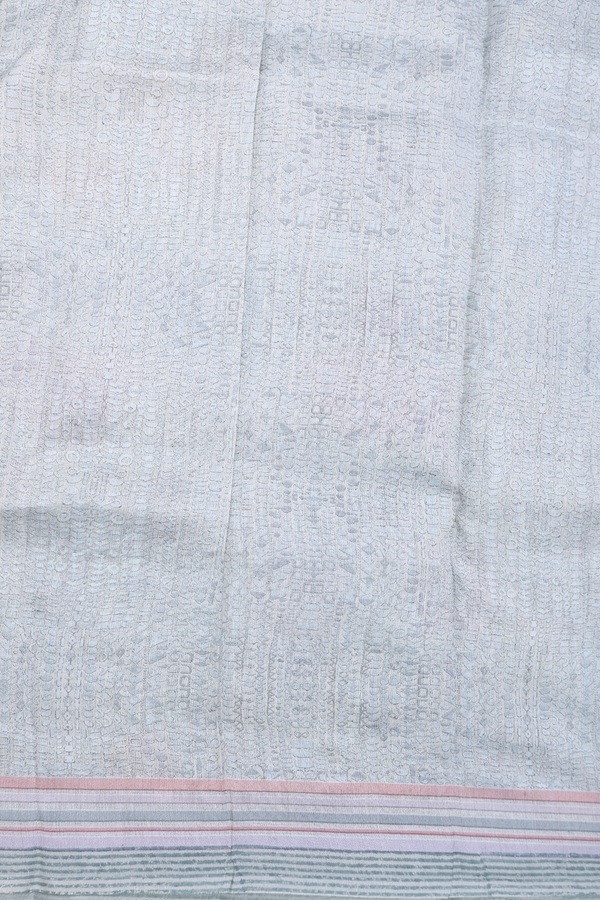 Organza Silk Saree In Pastel Blue With Printed Design