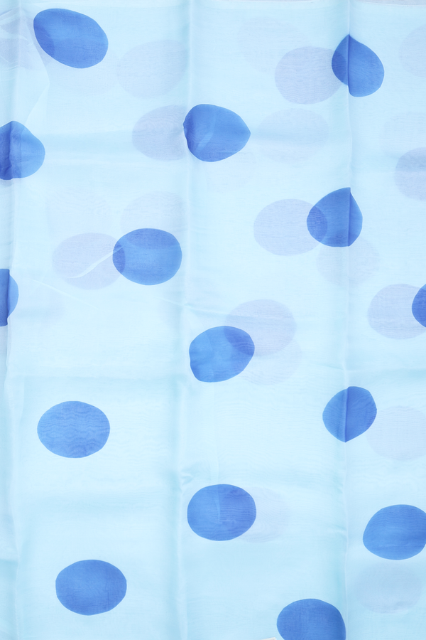 Organza Silk Saree In Pastel Blue With Printed Design