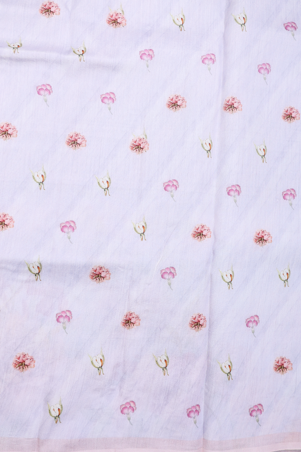 Organza Silk Saree In Pastel Purple With Printed Design