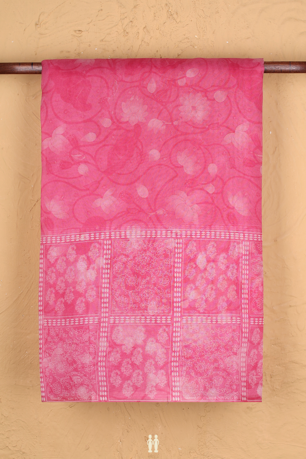 Organza Silk Saree In Pink With Printed Design