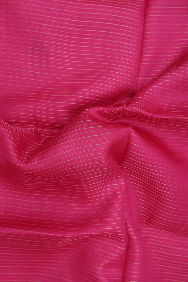 Organza Silk Saree In Rani Pink With Stripes Design