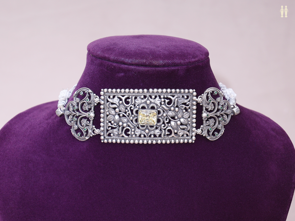 Oxidized Pure Silver Choker