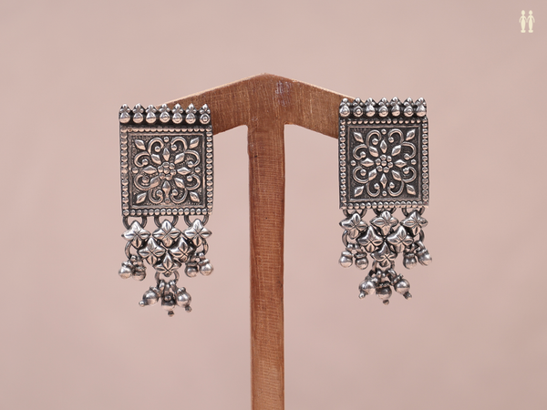 Oxidized Pure Silver Earrings