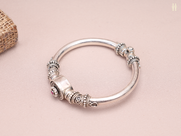 Oxidized Pure Silver Screw Kada Bangle