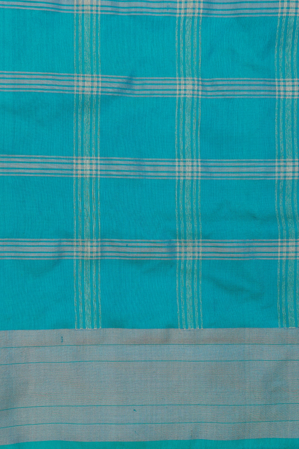 Pochampally Silk Saree In Teal Green With Checks Design
