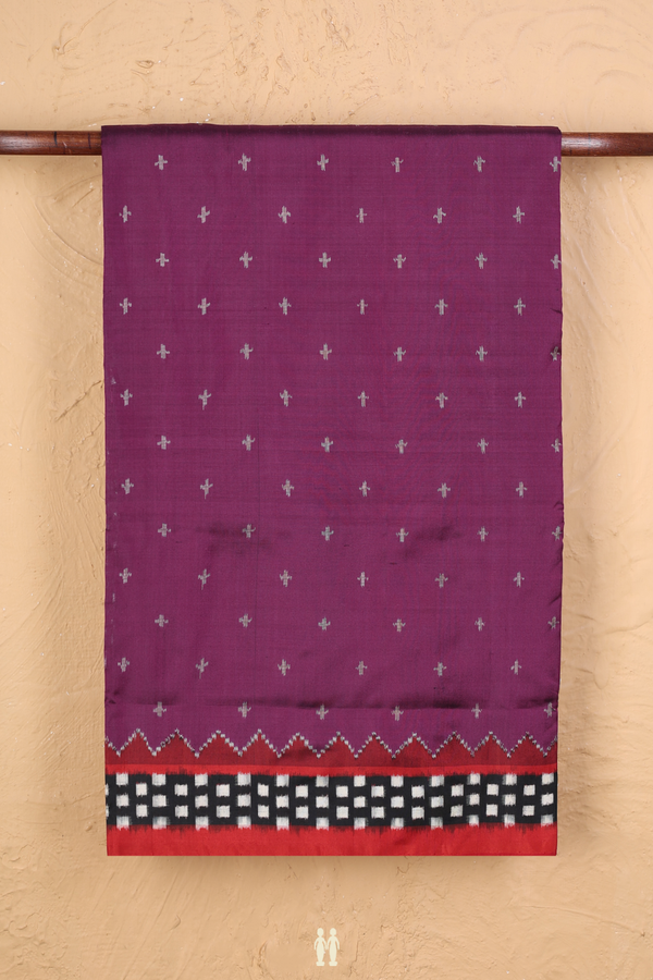 Pochampally Silk Saree In Purple With Ikat Buttis