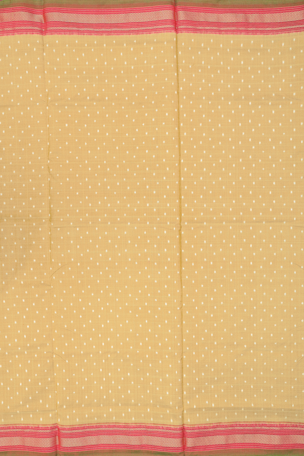 Pochampally Silk Saree In Brick Yellow With Ikat Buttas
