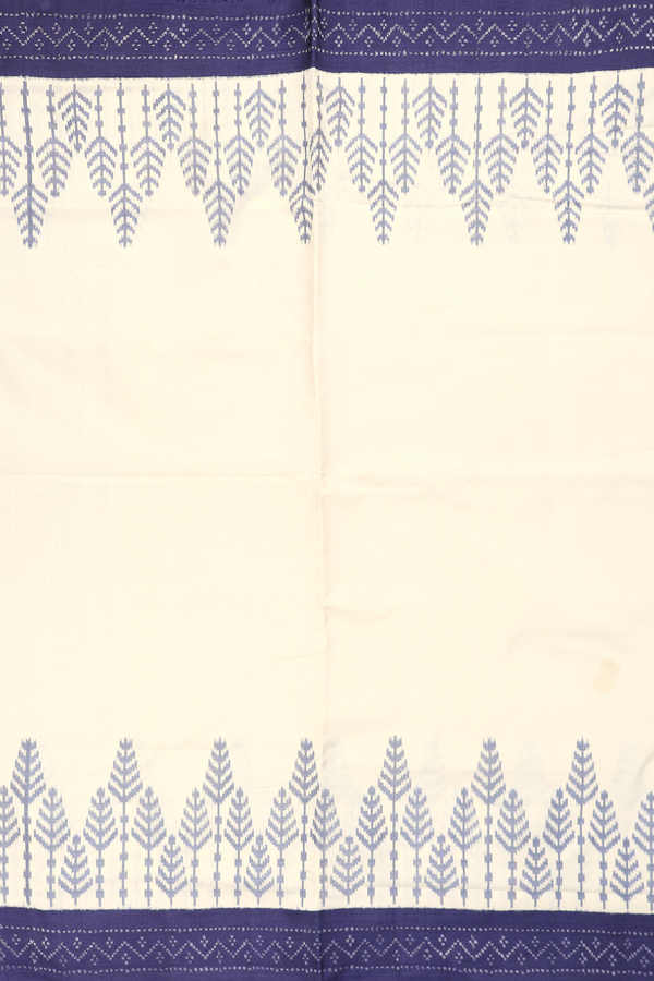 Pochampally Silk Saree In Plain Beige With Contrast Border