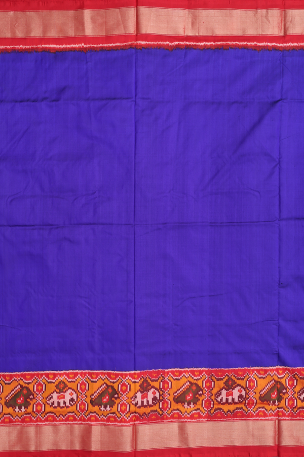 Pochampally Silk Saree In Royal Blue With Contrast Border