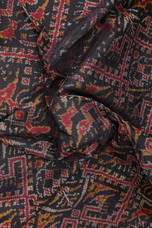 Pochampally Silk Saree In Black With Allover Design