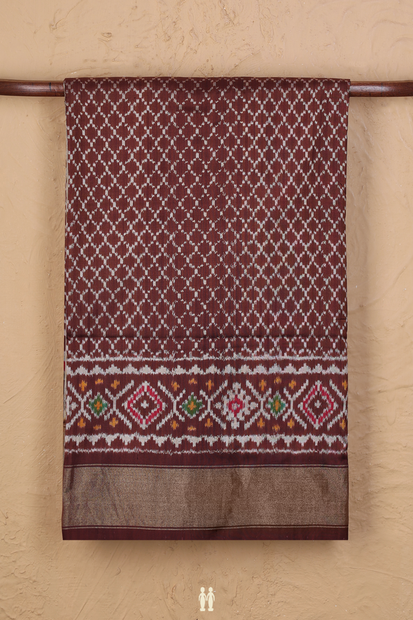 Pochampally Silk Saree In Brown With Ogee Design