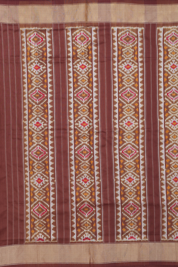 Pochampally Silk Saree In Brown With Ogee Design