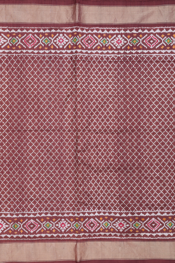 Pochampally Silk Saree In Brown With Ogee Design