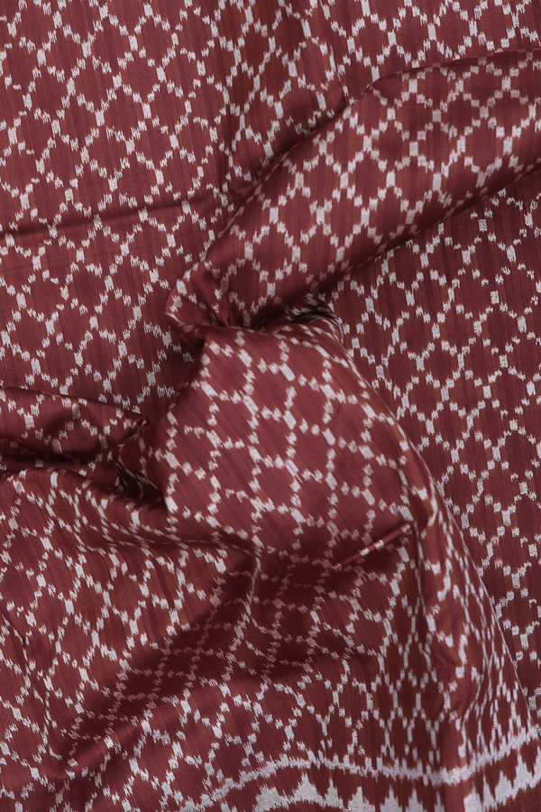 Pochampally Silk Saree In Brown With Ogee Design