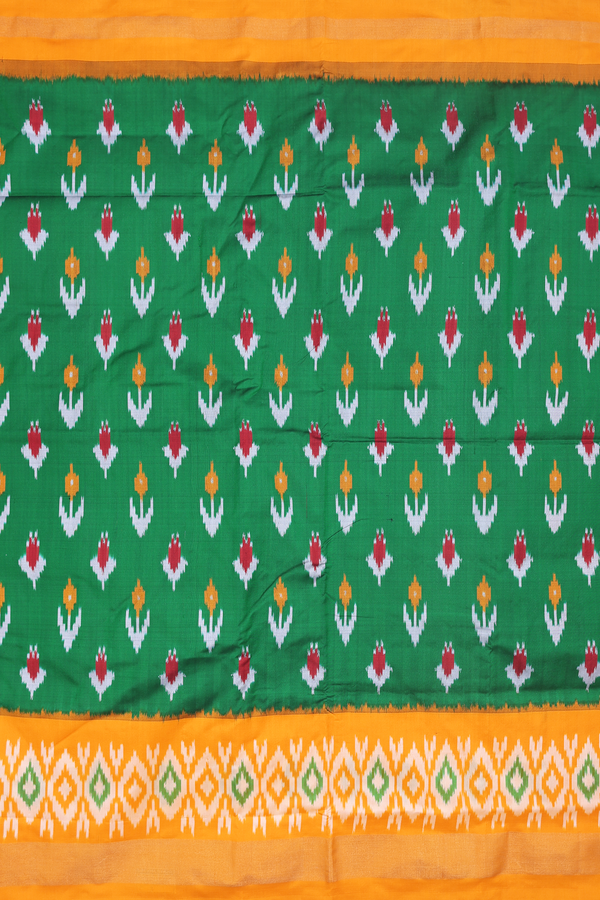 Pochampally Silk Saree In Emerald Green With Printed Design