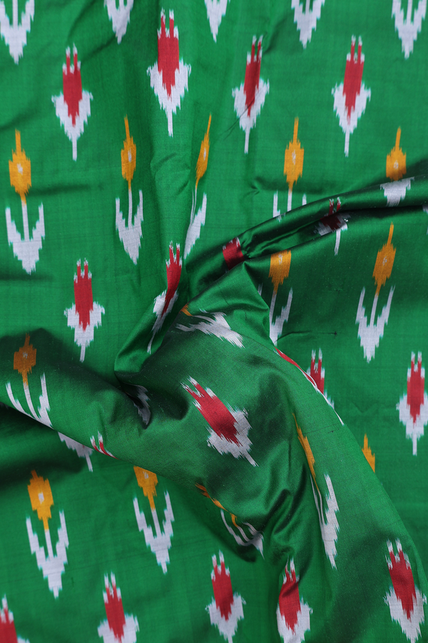 Pochampally Silk Saree In Emerald Green With Printed Design