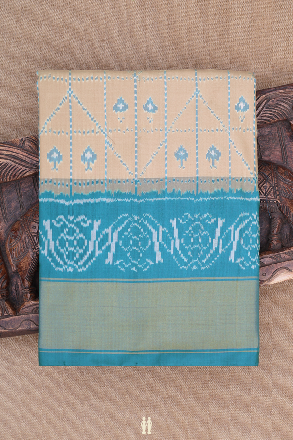 Pochampally Silk Saree In Coffee Cream With Allover Design