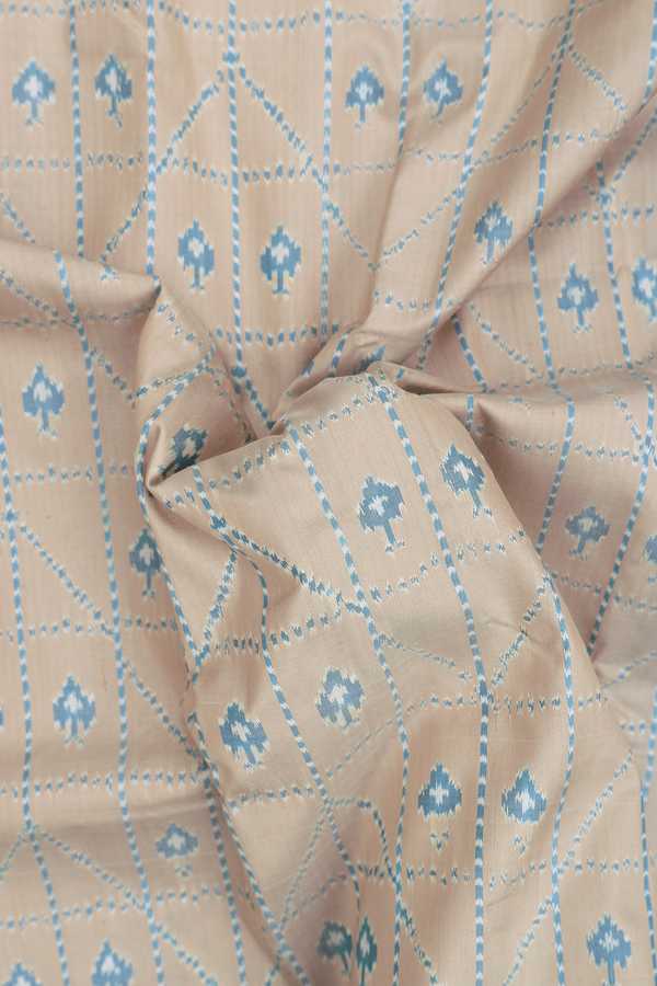 Pochampally Silk Saree In Coffee Cream With Allover Design