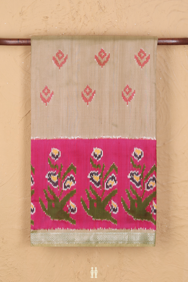 Pochampally Silk Saree In Brown With Ikat Design